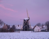 Mühle in Aagtekerke bei Schnee
