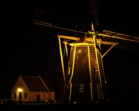 Mühle in Aagtekerke bei Nacht